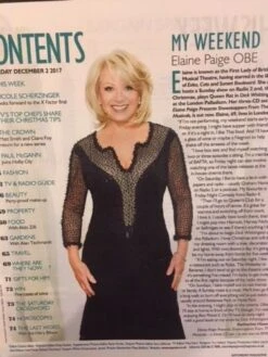 Saturday Magazine Dec 3 2017 Chesney Hawkes Elaine Paige Paul McGann Matt Smith