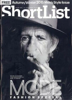 N/A The Rolling Stones KEITH RICHARDS PHOTO COVER SHORTLIST MAGAZINE SEPTEMBER 2015