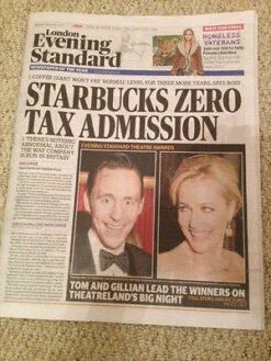 N/A TOM HIDDLESTON Gillian Anderson PHOTO COVER London Evening Standard Dec 1 2014