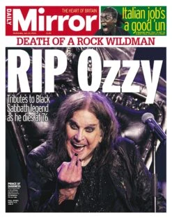 DAILY MIRROR 23-July-2025 Ozzy Osbourne Black Sabbath Dies At 76