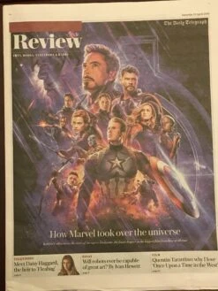 UK TELEGRAPH REVIEW April 2019: AVENGERS: ENDGAME Chris Evans Hemsworth ROBERT DOWNEY JR.