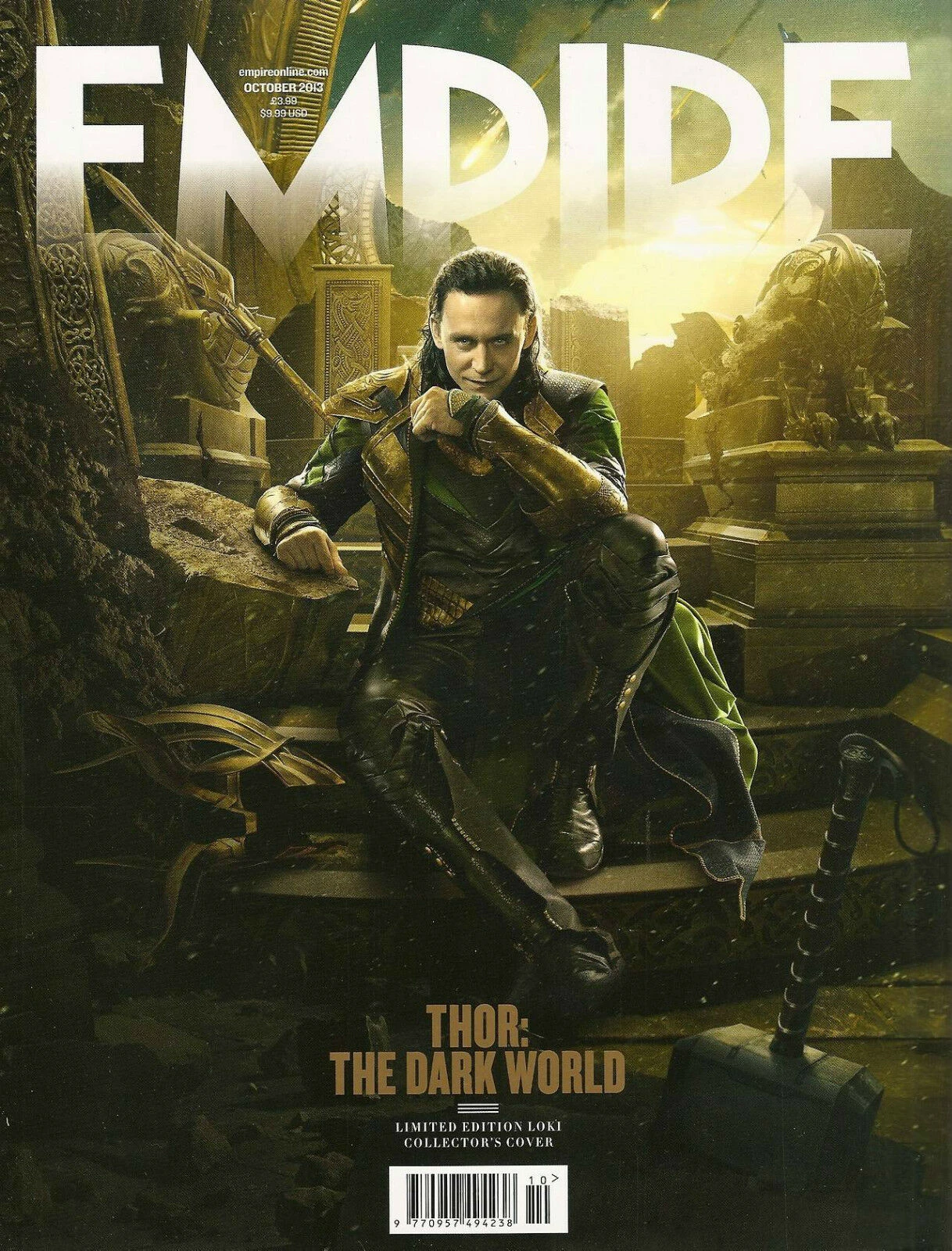 EMPIRE October 2013,Thor The Dark World,LOKI Tom Hiddleston LIMITED EDITION 3 EMPIRE October 2013,Thor The Dark World,LOKI Tom Hiddleston LIMITED EDITION